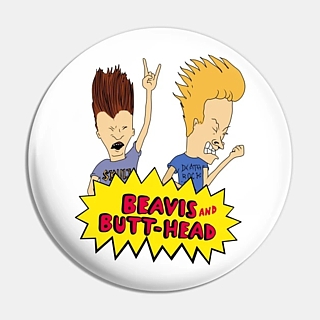 MTV's Beavis and Butthead Collectibles - Beavis and Butt-Head Rockin' Logo Metal Pinback Button
