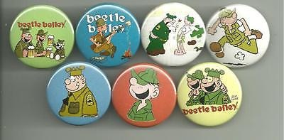Comic Book Collectibles - Pinback Buttons Beetle Bailey, Sarge, Otto, Cookie, General Halftrack, Lt. Flap, Miss Buxley
