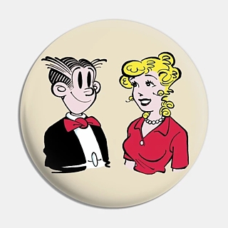 Cartoon and Comic Strip Character Collectibles - Blondie and Dagwood Bumstead Metal Pinback Button