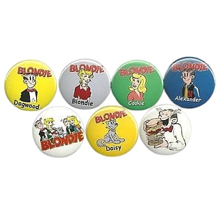 Cartoon and Comic Strip Character Collectibles - Blondie and Dagwood Bumstead Pinback Buttons