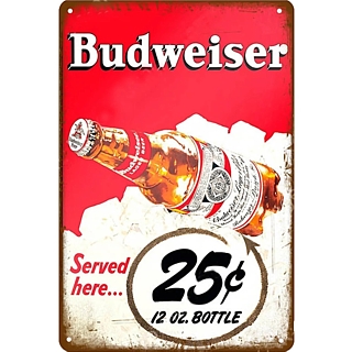 Budweiser Advertising Collectibles - Budweiser Metal Bar Sign