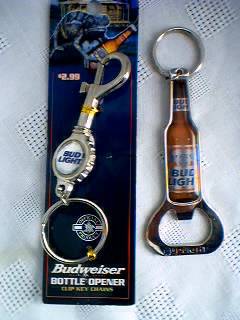 Budweiser Advertising Collectibles - Keyring and Bottle Opener