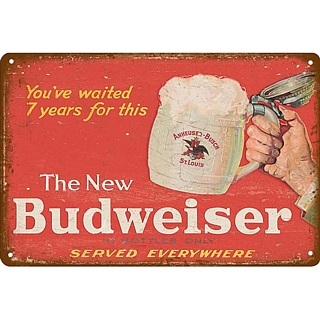 Budweiser Advertising Collectibles - Budweiser Metal Tavern Sign