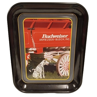 Budweiser Advertising Collectibles - Budweiser Wagon and Dalmatian Metal Serving Tray