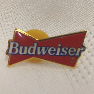 Anheuser-Busch Advertising Collectibles - Budwesier Bow Tie Logo Metal Enamel Lapel Pinback Pin Tie Tack