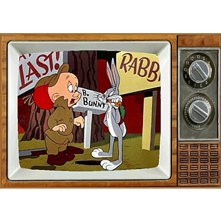 Television Character Collectibles - Looney Tunes Bugs Bunny and Elmer Fudd Metal TV Magnet