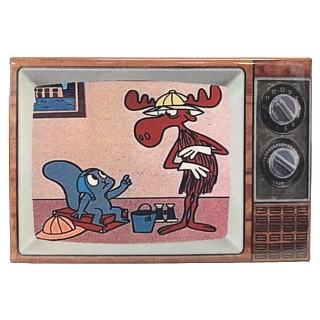Rocky & Bullwinkle Collectibles - Boullwinkle J MNoose and Rocket J Squirrel Metal TV Magnet