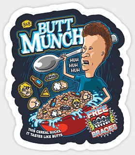 MTV's Beavis and Butthead Collectibles - Butt Munch Cereal Vinyl Sticker