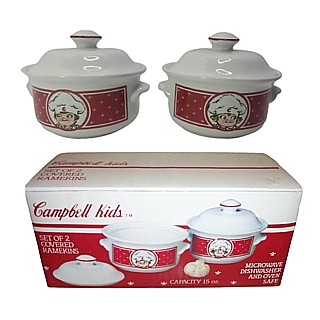 Campbells Collectibles - Campbell's Soup Ceramic Ramekins Covered Bowls Set of 2