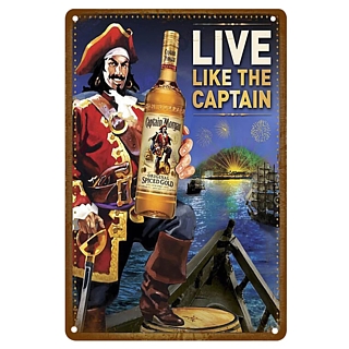 Liquor Advertising Collectibles - Captain Morgan Spiced Rum Live Like The Captain Metal Tavern Sign