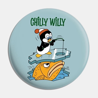 Classic Cartoons Collectibles - Chilly Willy with BIG Fish Metal Pinback Button