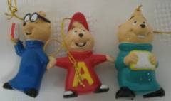 Cartoon Character Collectibles - Alvin and the Chipmunks - Alvin, Theodore, Simon Christmas Ornaments