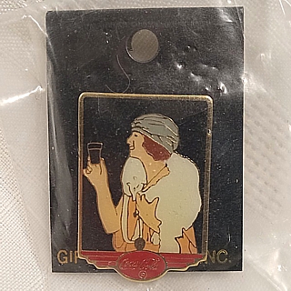 Coca-Cola Collectibles - Lady in Fur with Coke Glass Enamel Pin or Tie Tack