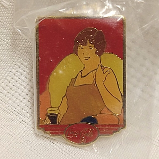 Coca-Cola Collectibles - Lady Sitting with Coke Glass Enamel Pin or Tie Tack