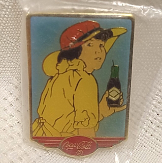 Coca-Cola Collectibles - Lady in Yellow with Coke Bottle Enamel Pin or Tie Tack