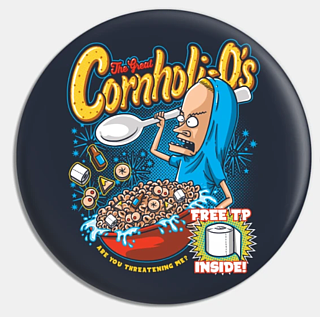 MTV's Beavis and Butthead Collectibles - Cornholi-O's Cereal Metal Pinback Button