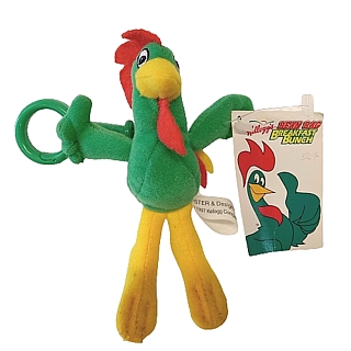 Kelloggs Cereal Collectibles - Corn Flakes Corny the Rooster Plush Beanbag Figure Clip-On