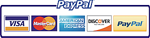 Credit Cards Accepted Mastercard, Visa, American Express, Discover and PayPal