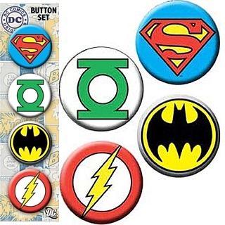 DC Comics Justice League Collectible Buttons Set - Superman, Green Lantern, Batman, Flash