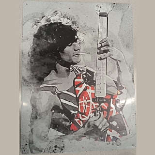 Rock and Roll Collectibles - Eddie Van Halen Large Metal Tin Sign with Guitar and Cigarette