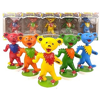 Grateful Dead Collectibles - Dancing Bear Bobblehead Dolls Red, Blue, Green, Yellow, Orange