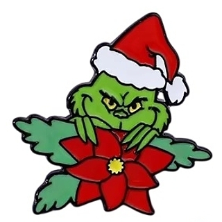 Christmas Movies Collectibles - How Grinch Stole Christmas - The Grinch with Flower Metal Enamel Pin