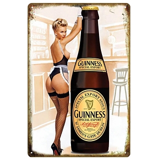 Beer Advertising Collectibles - Guinness Beer Metal Tavern Sign