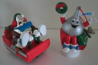 Hershey Advertising Collectibles - Hershey Kiss Christmas Topper Ornament and Sled Racer