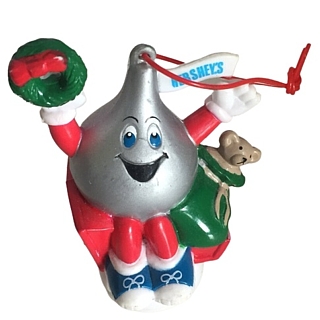 Hershey Advertising Collectibles - Hershey Kiss Tube Topper Christmas Wreath Sleigh Ornament