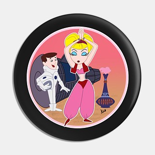 Television Show Collectibles from the 1970's - I Dream of Jeannie - Jeannie and Master Pinback Button