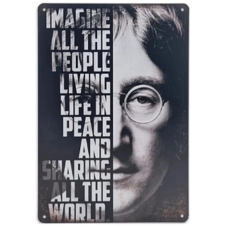 Classic Rock Collectibles - John Lennon Image Lyrics Metal Tin Sign