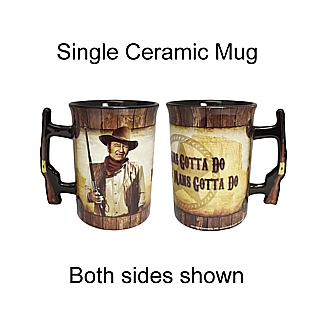 Classic Western Movies Collectibles - John Wayne Ceramic Mug with Rifle Handle