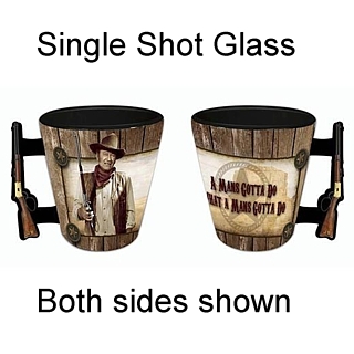 Classic Western Movies Collectibles - John Wayne Ceramic Shot Glass with Rifle Handle