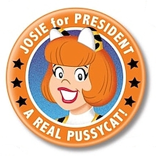 1970's Saturday Morning Cartoons Collectibles - Josie and the Pussycats Josie for President Pinback Button