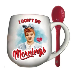Lucille Ball - I Love Lucy I don't do mornings mug with spoon