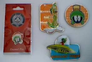 Looney Tunes Collectibles - Marvin the Martian and K-9 Magnets and Tie Tack Pin