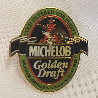 Anheuser-Busch Advertising Collectibles - Michelob Golden Draft Metal Enamel Lapel Pinback Pin Tie Tack