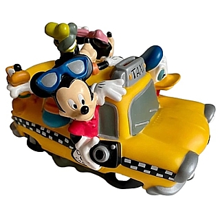 Disney Collectibles - Mickey Mouse and Gang Fab 5 Vinyl Bank Taxi Cab - Mickey, Minnie, Donald, Pluto, Goofy