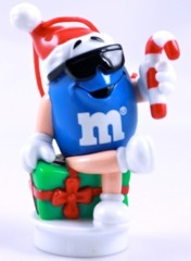 Advertising Collectibles - M & M Candy Toppers / Xmas Ornaments - Blue with Candy Cane
