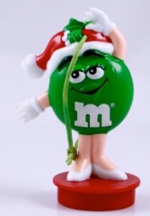 Advertising Collectibles - M & M Christmas Topper / Ornament - Green with Santa Hat