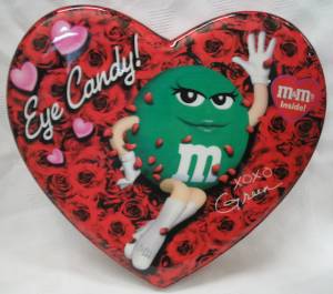Advertising Collectibles - M & M Valentine Green Candy Heart Box