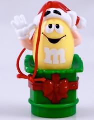 Advertising Collectibles - M & M Christmas Topper / Ornament - Yellow with Santa Hat