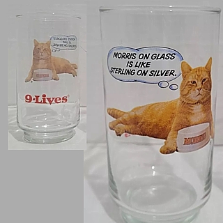 9 Lives Glass Morris the Cat - Morris On Glass Is Like Sterling on Silver