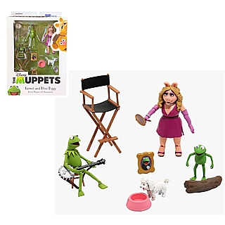 Classic Muppets Television Character Collectibles - Kermit and Miss Piggy with Robin Action Figures