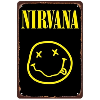 Rock and Alternative Grunge Collectibles - Nirvana Smiley Logo Metal Tin Sign