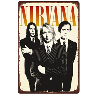 Rock and Alternative Grunge Collectibles - Nirvana Group in Suits Metal Tin Sign