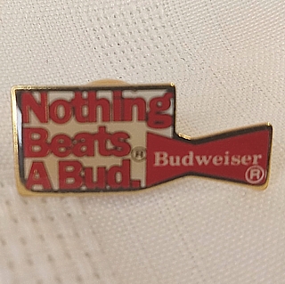 Anheuser-Busch Advertising Collectibles - Nothing Beats A Bud Metal Enamel Lapel Pinback Pin Tie Tack