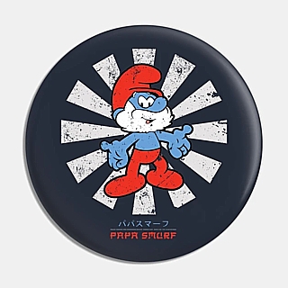 Smurf Collectibles - Papa Smurf Retro Japanese Pinback Button