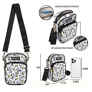 Snoopy and Peanuts Collectibles - Classic Snoopy & Woodstock Messenger Bag with Front Pocket