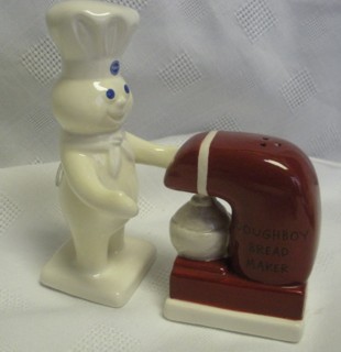 Pillsbury Collectibles - Poppin' Fresh Doughboy Ceramic Salt & Pepper Shakers Set S&P